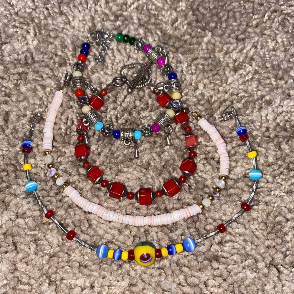 4 Rustic beach themed bracelets/ anklets